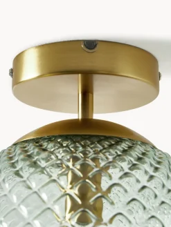 Plafones|Lámparas De Techo></noscript>Westwing Collection Plafón pequeño de vidrio Lorna Dorado, verde