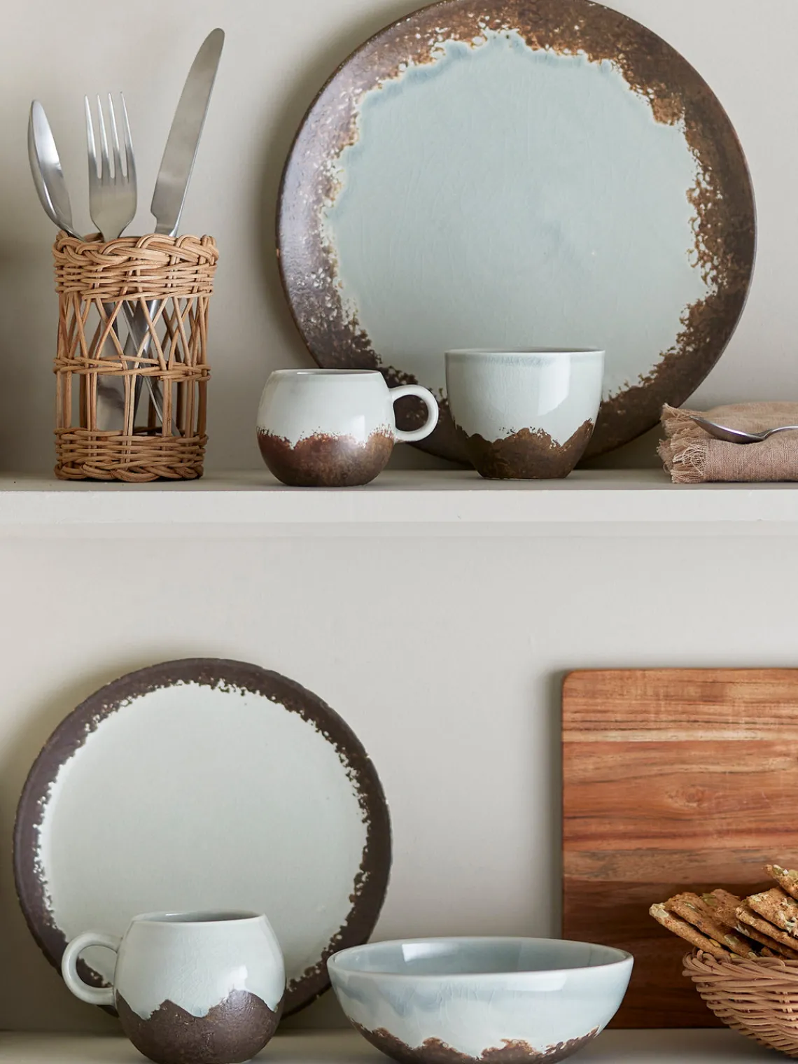 Platos De Postre|Vajillas Completas>Bloomingville Plato de postre Paula Azul claro, marrón