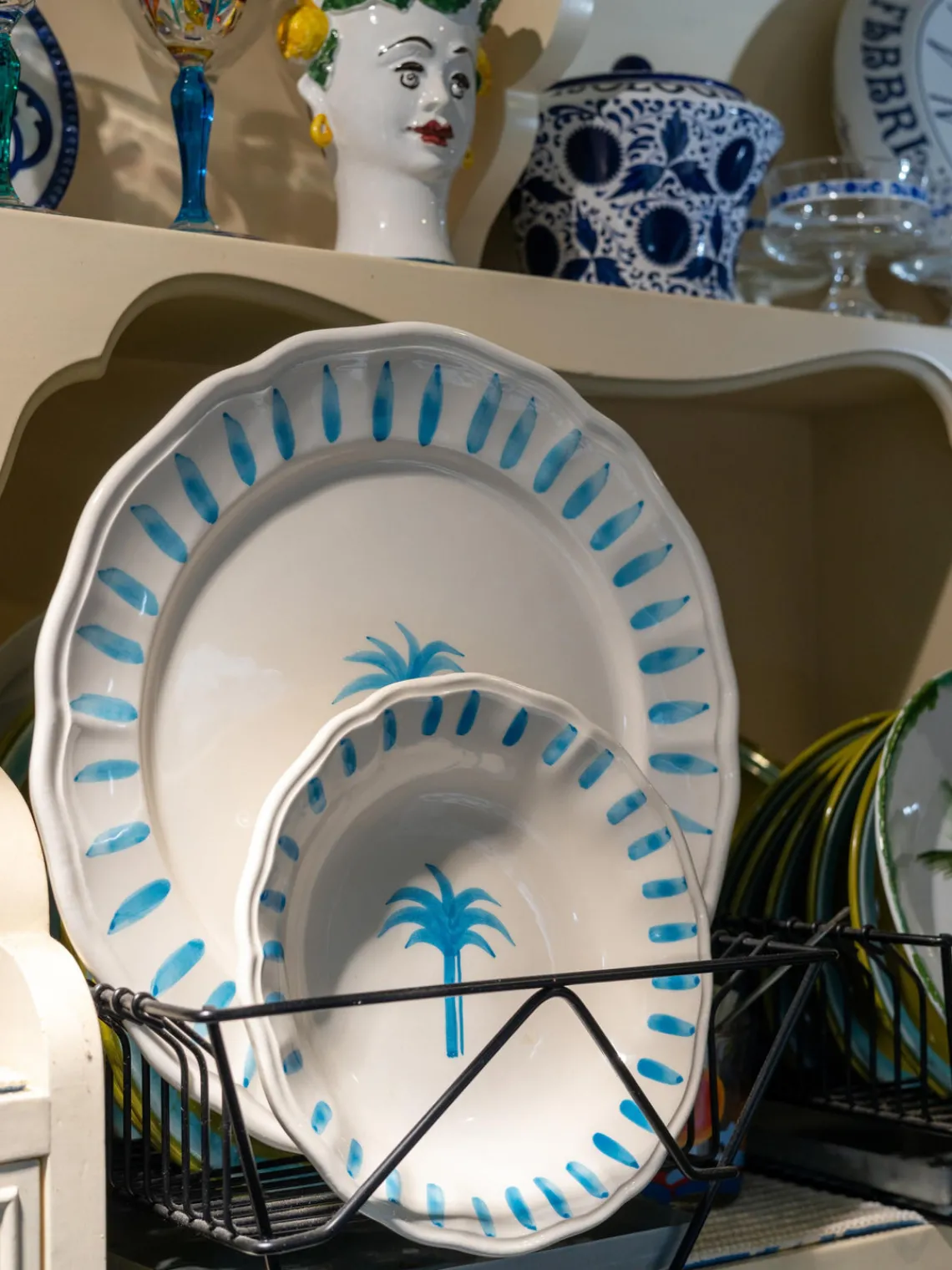 Outlet Plato hondo pintado a mano The Palms Platos Hondos|Vajillas Completas