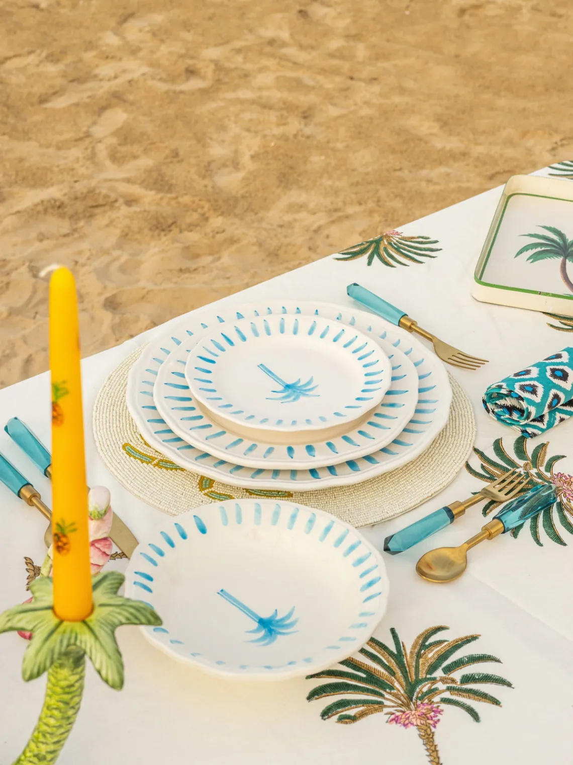 Outlet Plato hondo pintado a mano The Palms Platos Hondos|Vajillas Completas