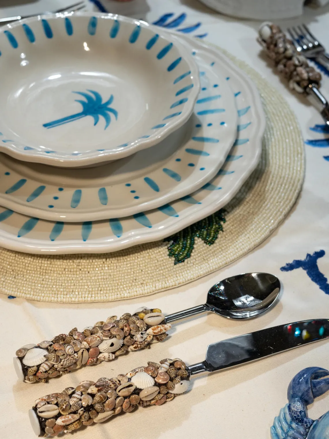 Outlet Plato hondo pintado a mano The Palms Platos Hondos|Vajillas Completas