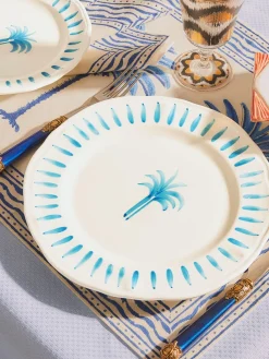 Hot Plato llano pintado a mano The Palms Platos Llanos|Vajillas Completas