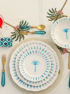 Hot Plato llano pintado a mano The Palms Platos Llanos|Vajillas Completas