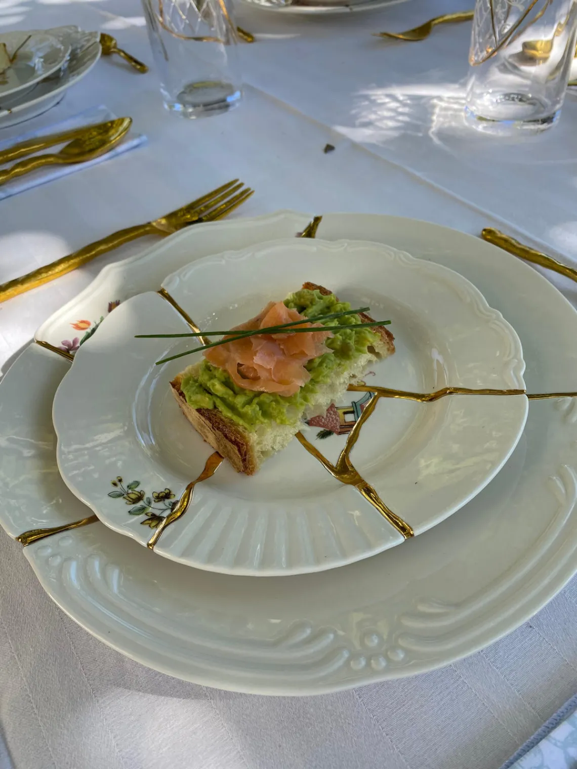 Platos De Postre|Vajillas Completas>SELETTI Plato postre de porcelana Kintsugi Blanco Off White brillante