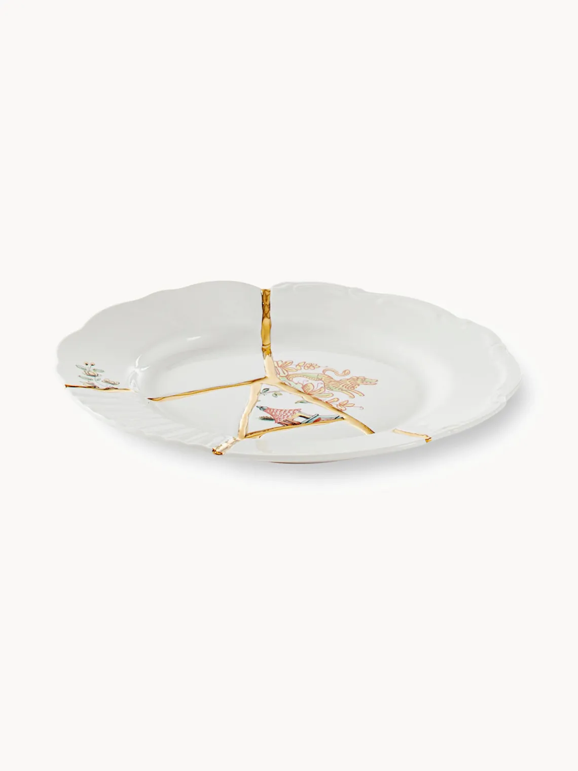 Platos De Postre|Vajillas Completas>SELETTI Plato postre de porcelana Kintsugi Blanco Off White brillante