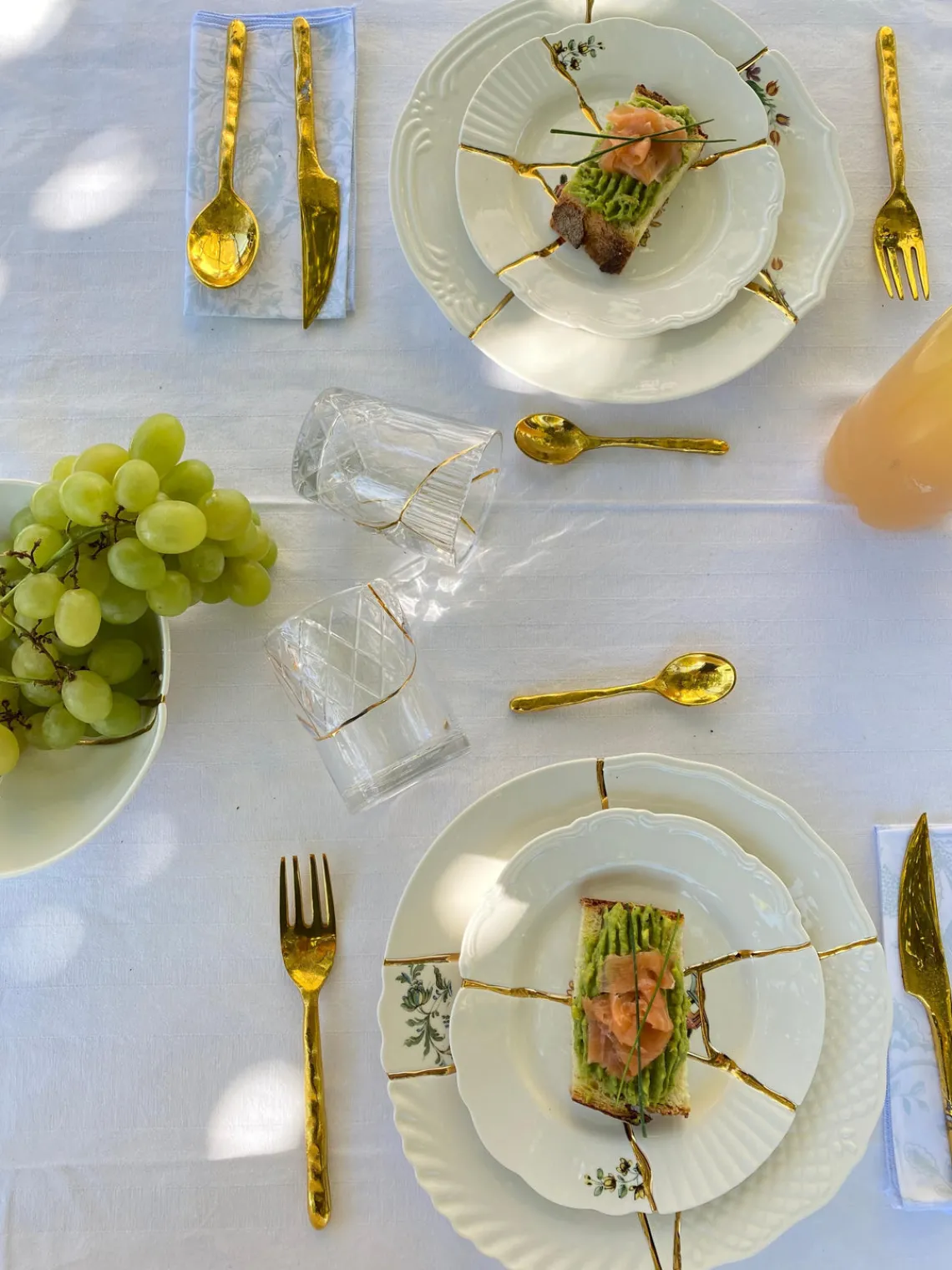 Platos De Postre|Vajillas Completas>SELETTI Plato postre de porcelana Kintsugi Blanco Off White brillante