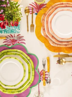 New Plato postre pintado a mano Bamboo Platos De Postre|Vajillas Completas