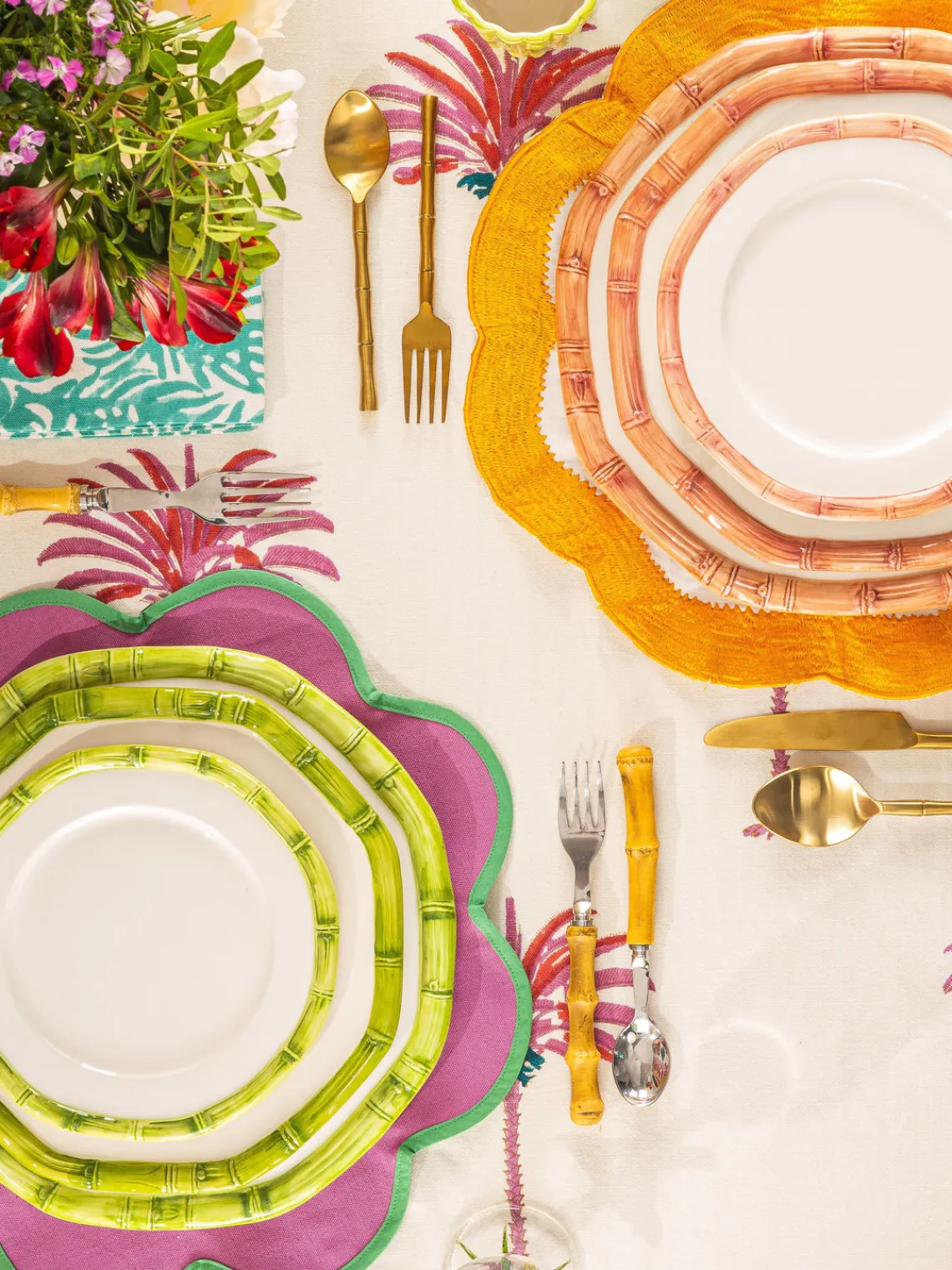 New Plato postre pintado a mano Bamboo Platos De Postre|Vajillas Completas