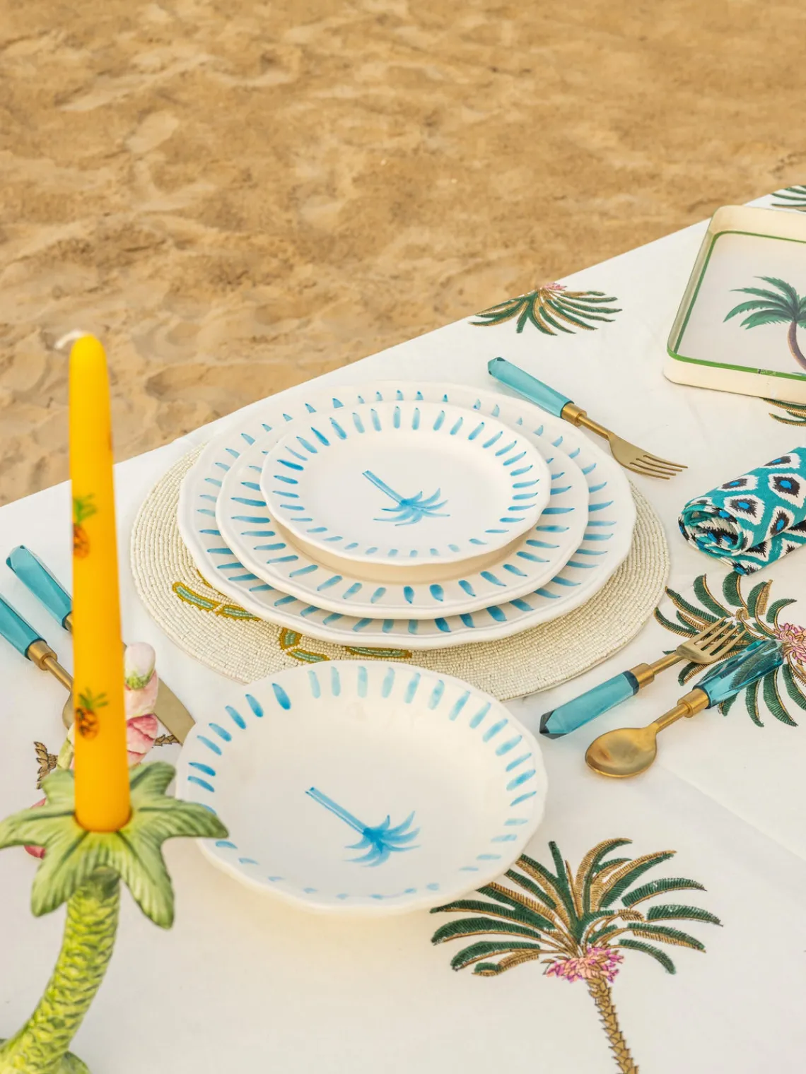 Online Plato postre pintado a mano The Palms Platos De Postre|Vajillas Completas