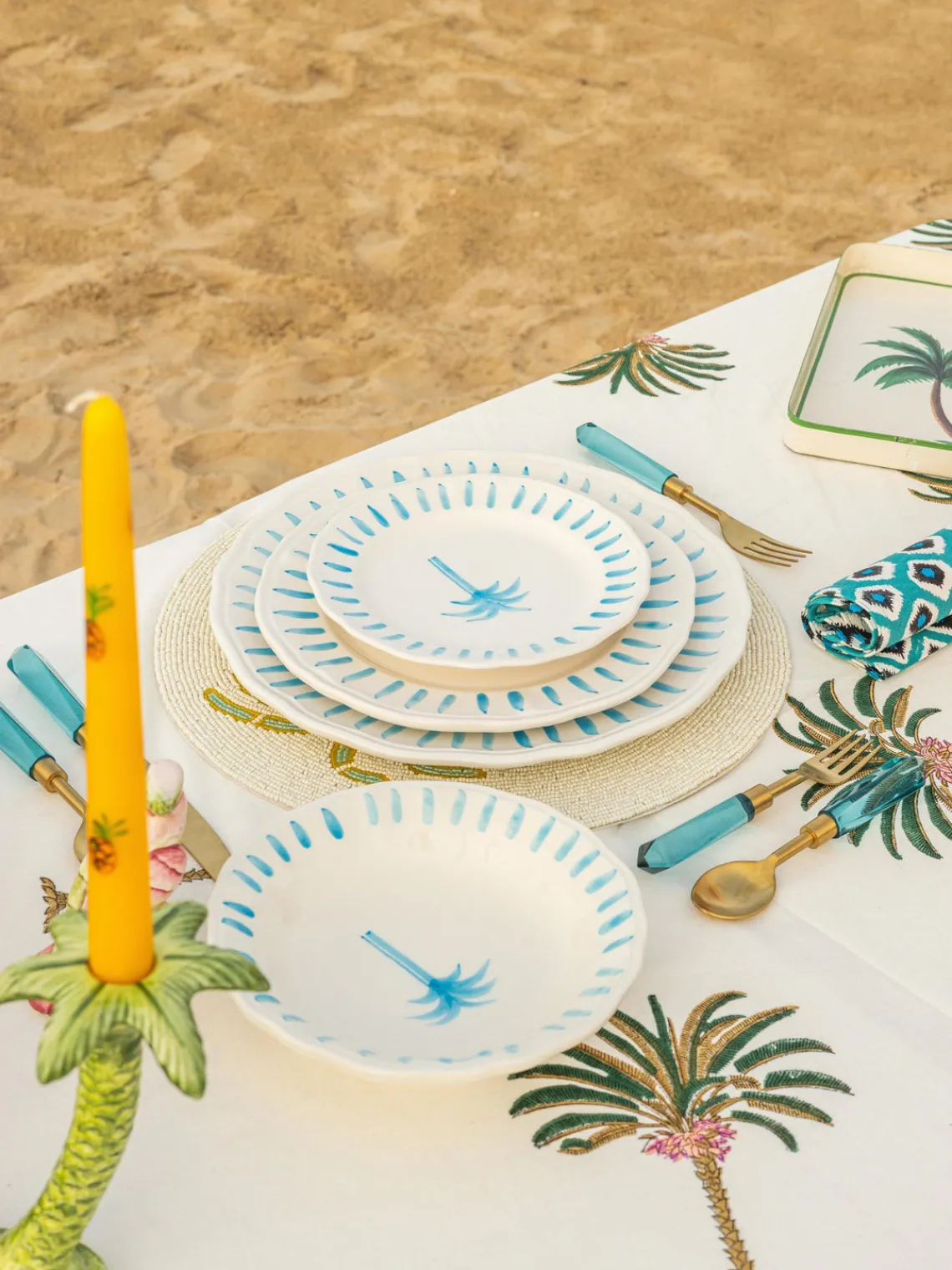 Online Plato postre pintado a mano The Palms Platos De Postre|Vajillas Completas