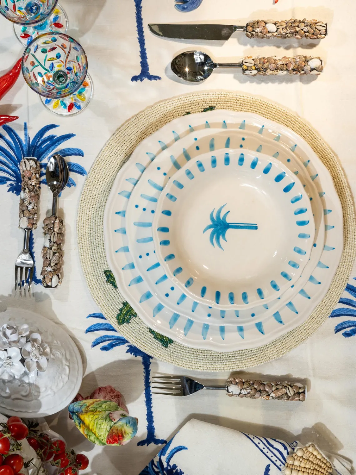 Online Plato postre pintado a mano The Palms Platos De Postre|Vajillas Completas