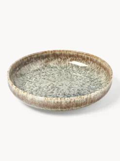 Platos Hondos|Vajillas Completas>Westwing Collection Platos de pasta artesanales con esmalte reactivo Danza, 4 uds. Tonos de marrón, beige, con gradiente de color