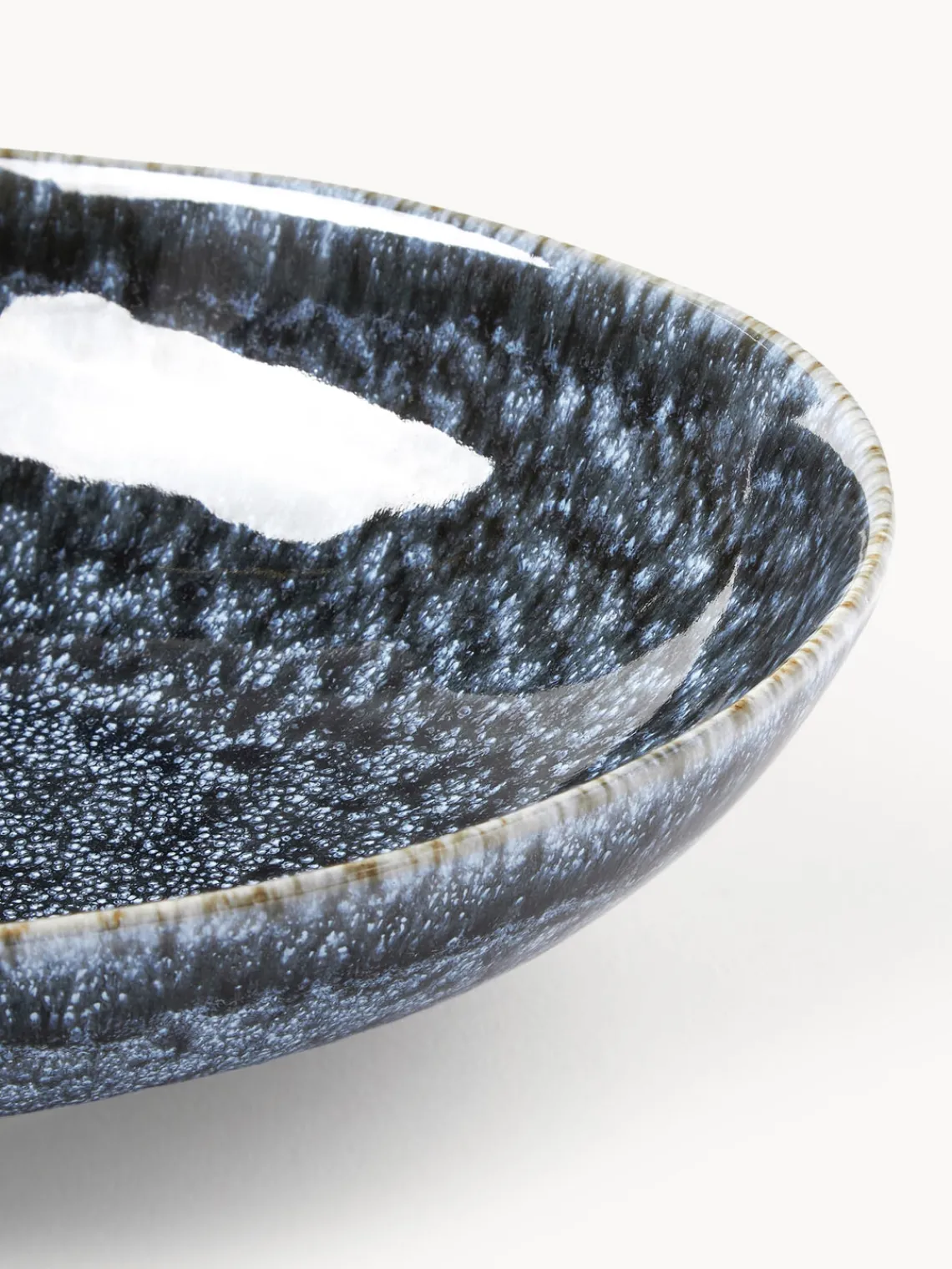 Platos Hondos|Vajillas Completas>Westwing Collection Platos hondos artesanales en forma orgánica Macey, 4 uds. Tonos grises azulados brillantes