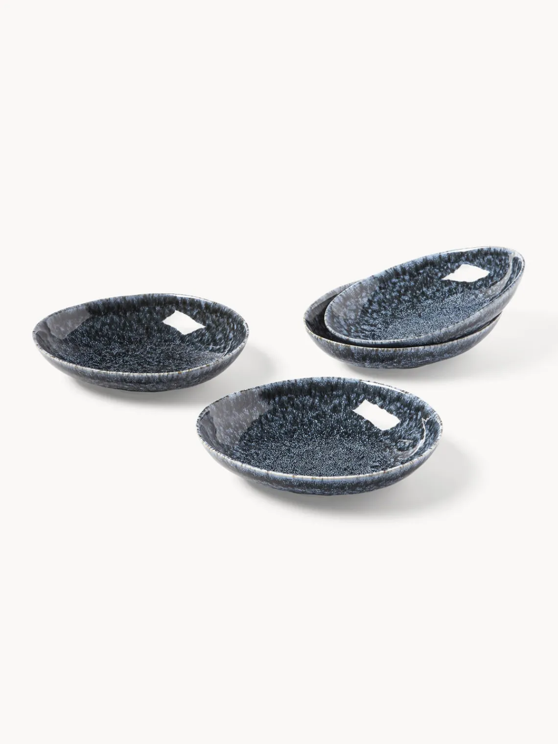 Platos Hondos|Vajillas Completas>Westwing Collection Platos hondos artesanales en forma orgánica Macey, 4 uds. Tonos grises azulados brillantes