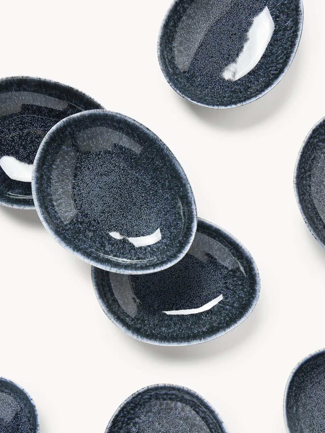 Platos Hondos|Vajillas Completas>Westwing Collection Platos hondos artesanales en forma orgánica Macey, 4 uds. Tonos grises azulados brillantes