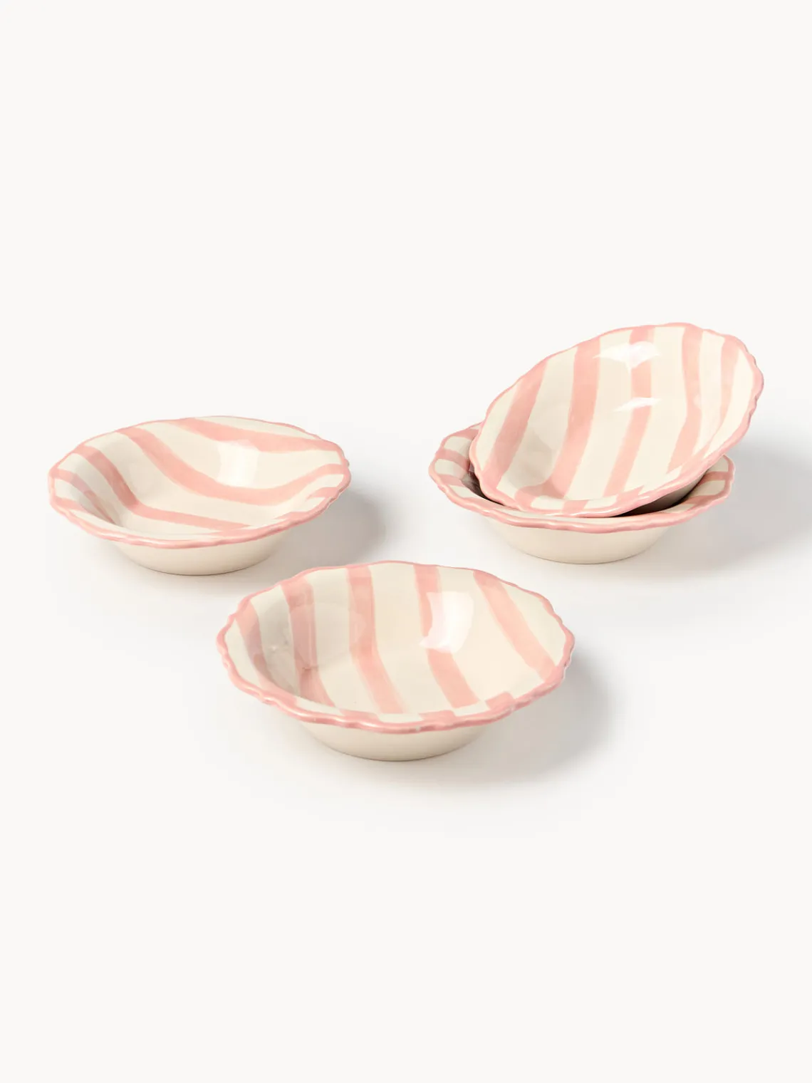 Boles Y Tazones|Vajillas Completas>Westwing Collection Platos hondos artesanales Donald, 4 uds. Blanco Off White, melocotón