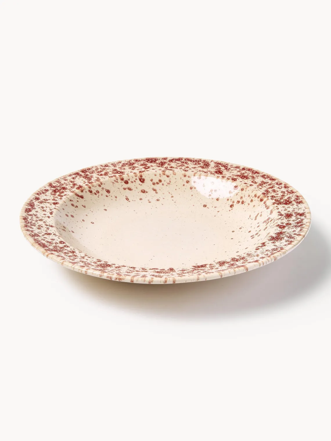 Platos Hondos|Vajillas Completas>Westwing Collection Platos hondos artesanales Bernardo, 4 uds. Beige claro, rojo vino