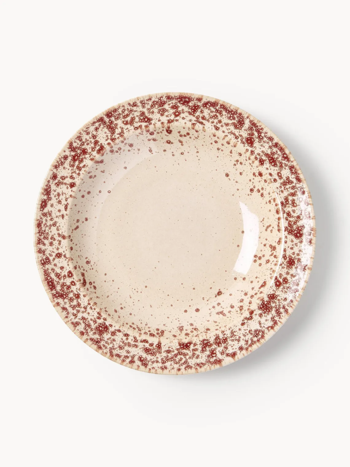 Platos Hondos|Vajillas Completas>Westwing Collection Platos hondos artesanales Bernardo, 4 uds. Beige claro, rojo vino