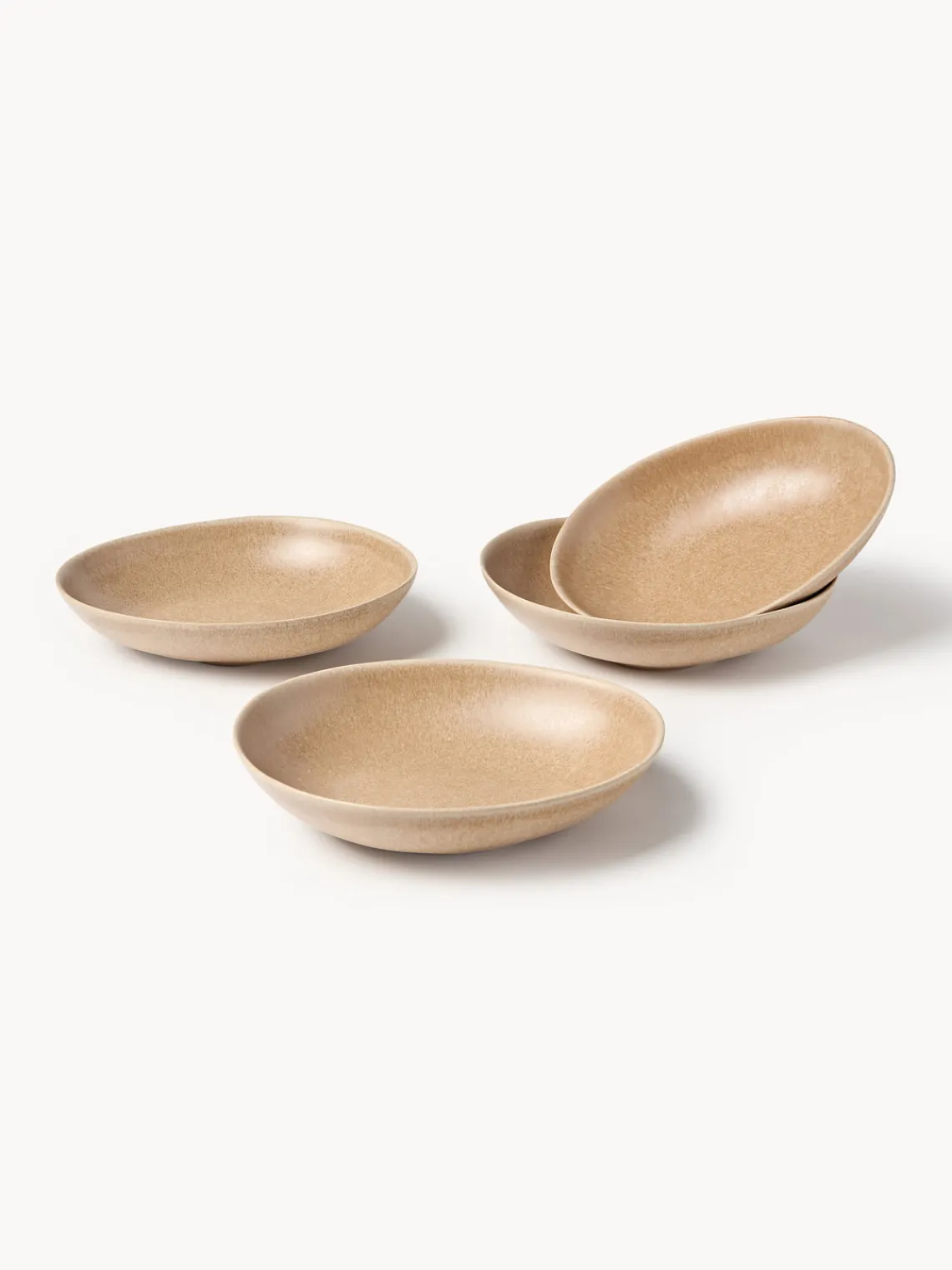 Platos Hondos|Vajillas Completas>Westwing Collection Platos hondos artesanales de forma orgánica Macey, 4 uds. Marrón claro mate