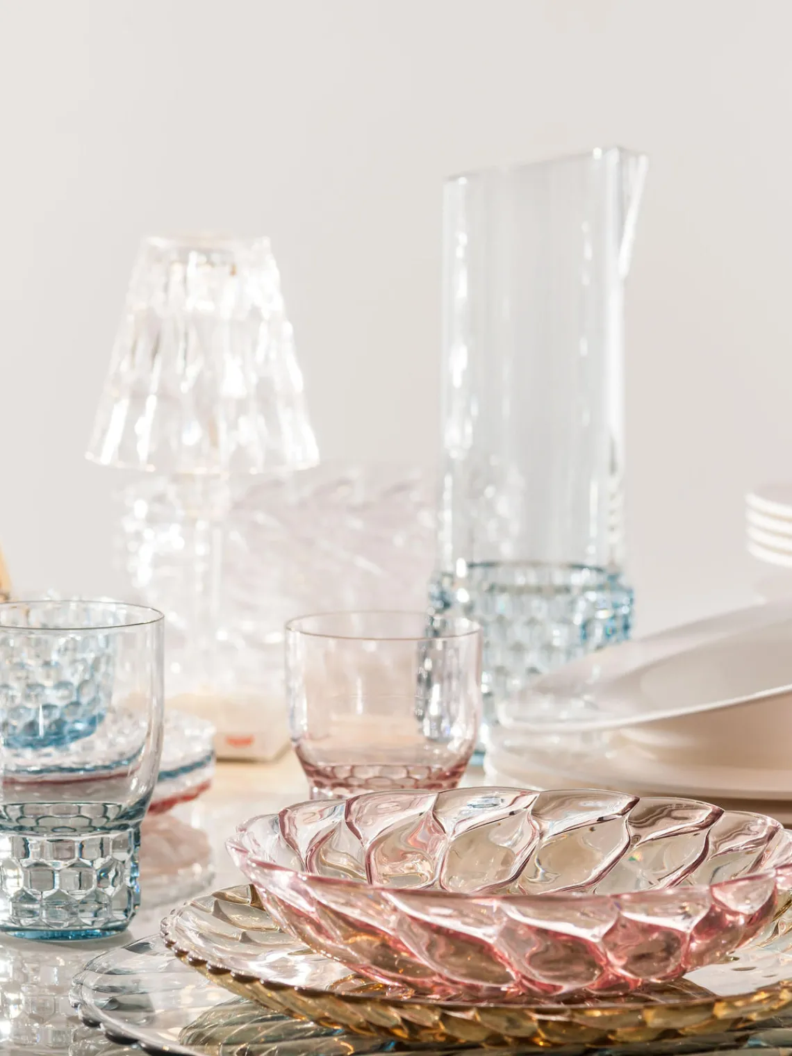 Platos Hondos|Vajillas Completas>Kartell Platos hondos con relieve Jellies, 4 uds. Rosa claro