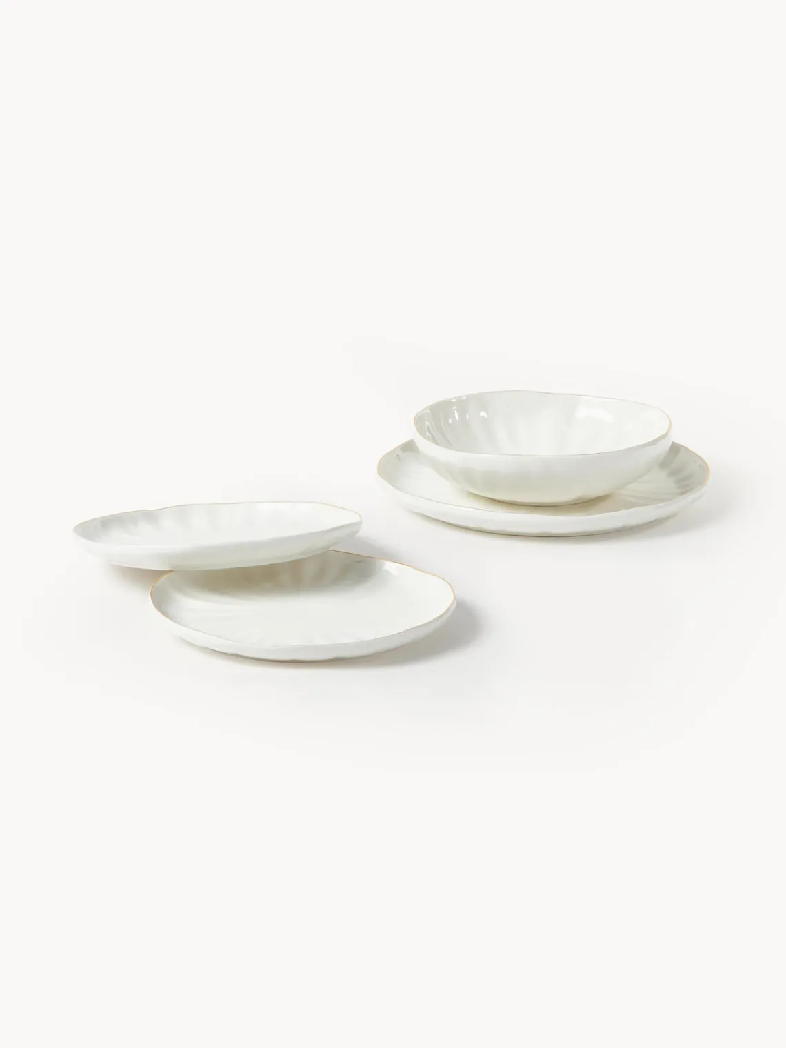 Sale Platos hondos de porcelana con relieves Sali, 2 uds. Platos Hondos|Menaje De Mesa