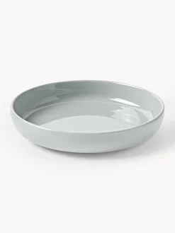 Platos Hondos|Vajillas Completas>Westwing Collection Platos hondos de porcelana Nessa, 4 uds. Gris claro brillante