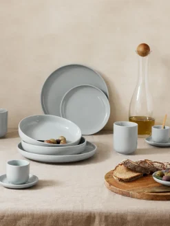 Platos Hondos|Vajillas Completas>Westwing Collection Platos hondos de porcelana Nessa, 4 uds. Gris claro brillante