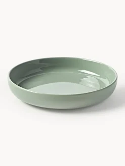 Platos Hondos|Vajillas Completas>Westwing Collection Platos hondos de porcelana Nessa, 4 uds. Verde salvia brillante