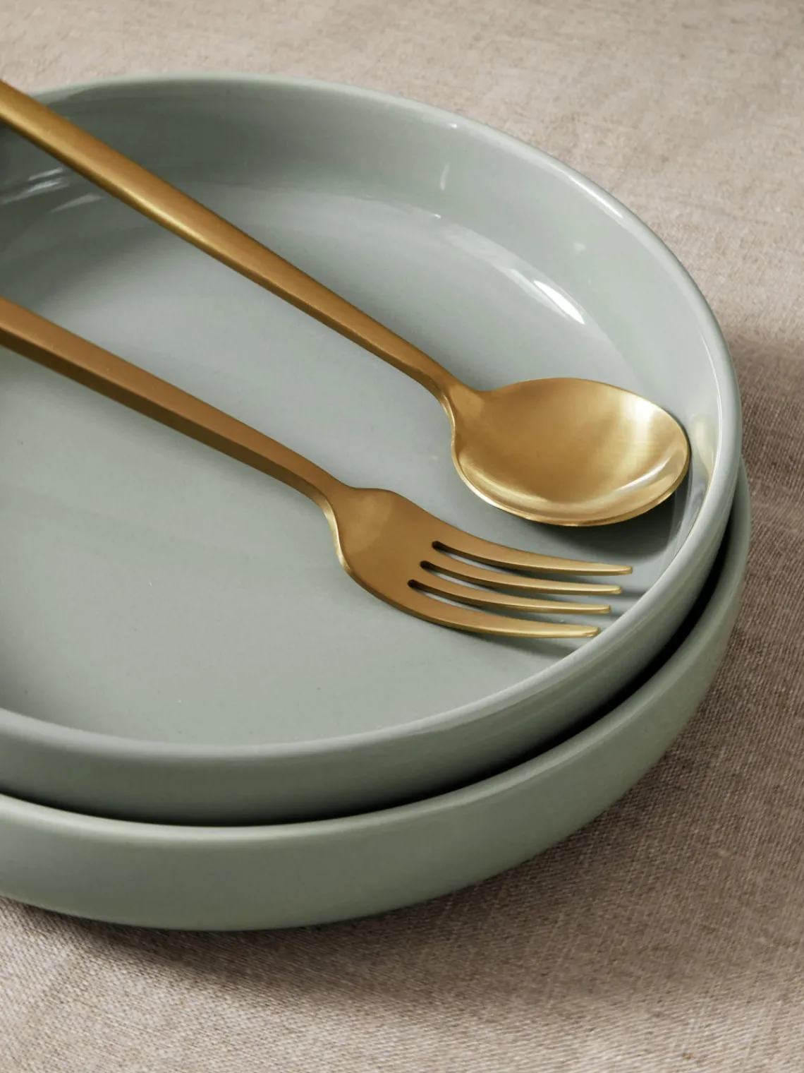 Platos Hondos|Vajillas Completas>Westwing Collection Platos hondos de porcelana Nessa, 4 uds. Verde salvia brillante