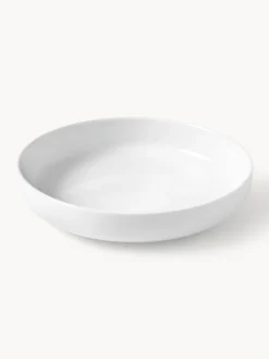Platos Hondos|Vajillas Completas>Westwing Collection Platos hondos de porcelana Nessa, 4 uds. Blanco Off White brillante