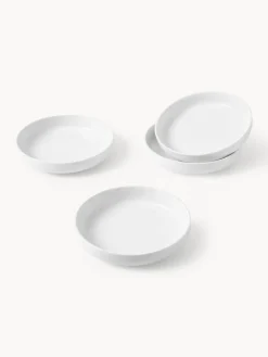 Platos Hondos|Vajillas Completas></noscript>Westwing Collection Platos hondos de porcelana Nessa, 4 uds. Blanco Off White brillante