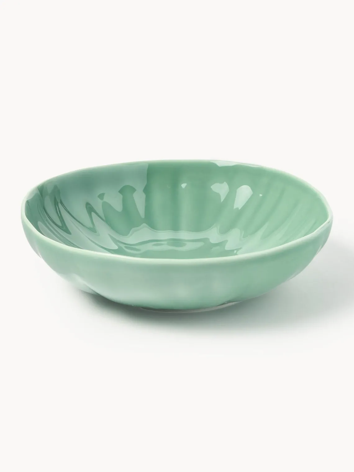Platos Hondos|Vajillas Completas>Westwing Collection Platos hondos de porcelana con relieves Sali, 4 uds. Verde menta