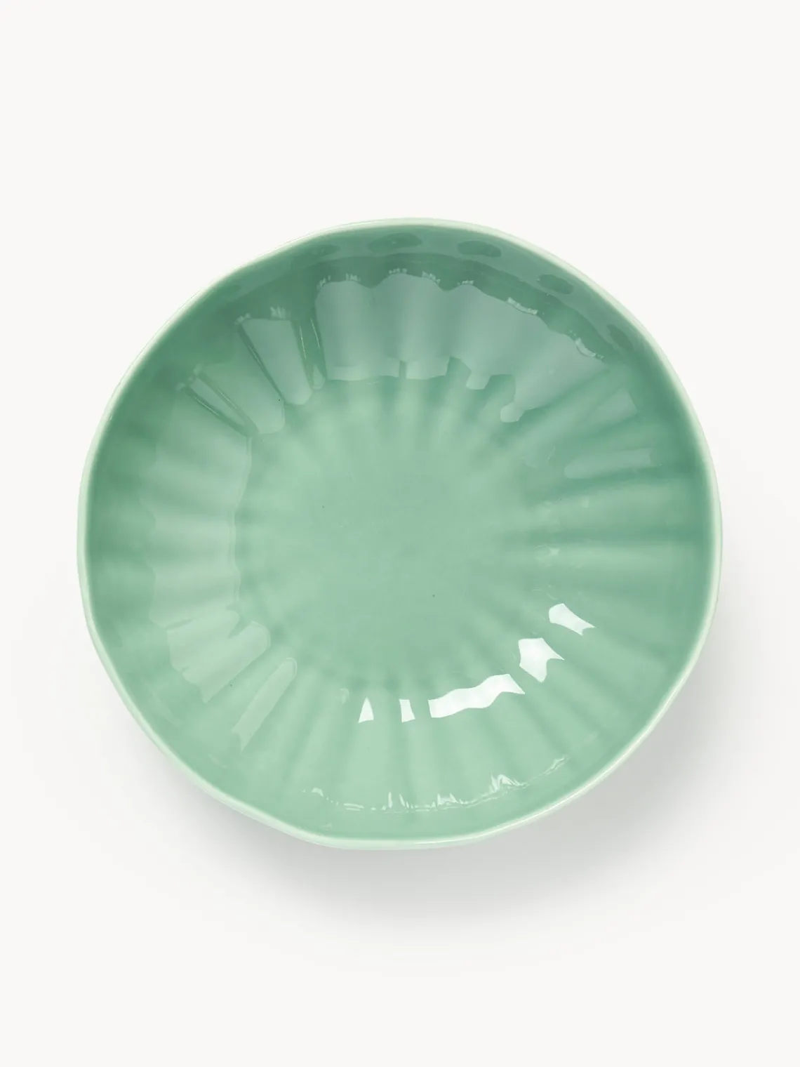 Platos Hondos|Vajillas Completas>Westwing Collection Platos hondos de porcelana con relieves Sali, 4 uds. Verde menta