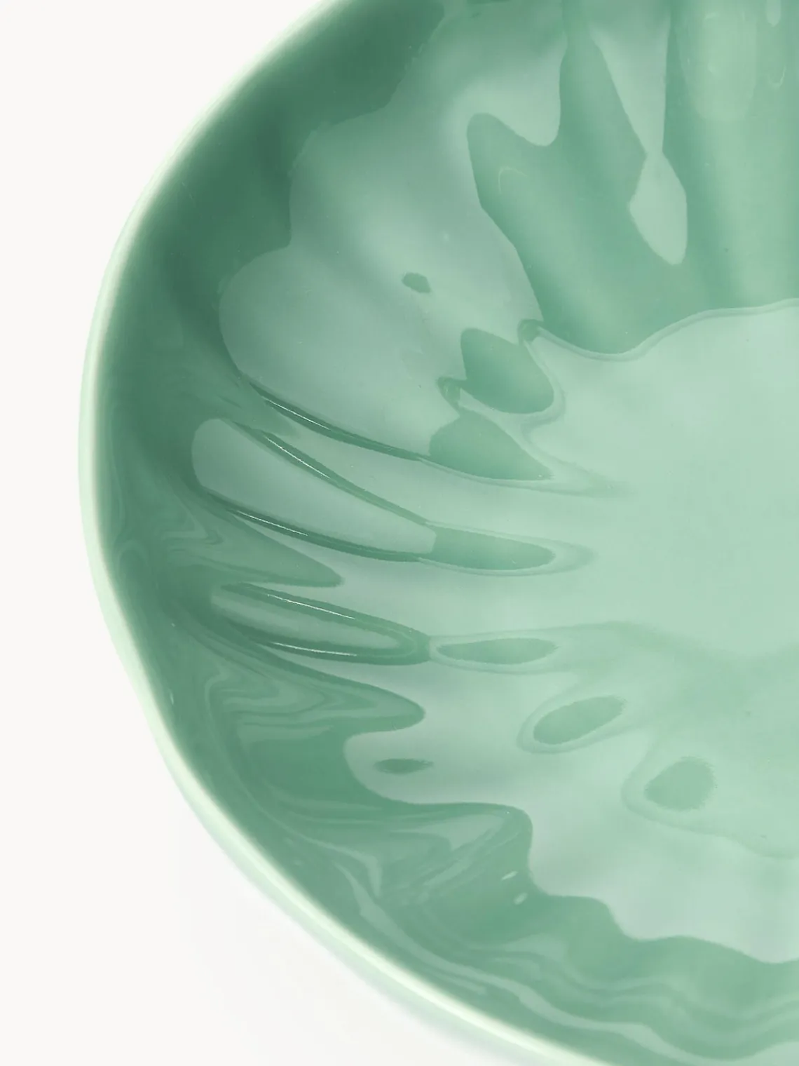Platos Hondos|Vajillas Completas>Westwing Collection Platos hondos de porcelana con relieves Sali, 4 uds. Verde menta