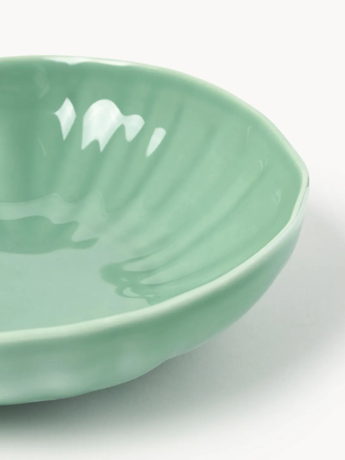 Platos Hondos|Vajillas Completas>Westwing Collection Platos hondos de porcelana con relieves Sali, 4 uds. Verde menta