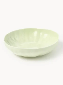 Platos Hondos|Vajillas Completas>Westwing Collection Platos hondos de porcelana con relieves Sali, 4 uds. Verde claro