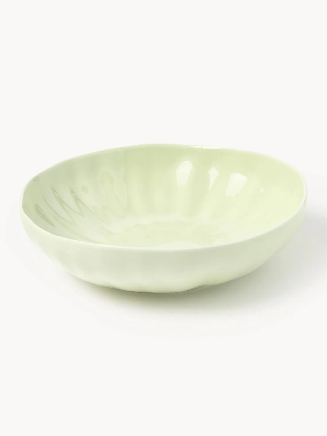 Platos Hondos|Vajillas Completas>Westwing Collection Platos hondos de porcelana con relieves Sali, 4 uds. Verde claro