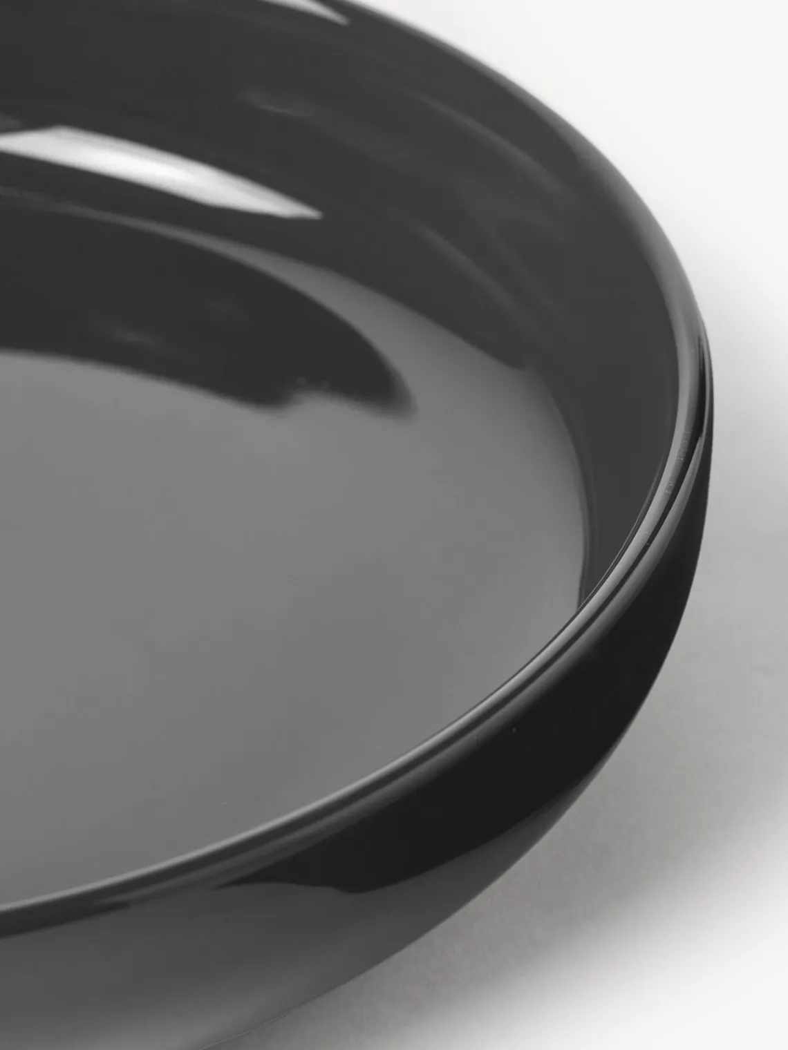 Platos Hondos|Vajillas Completas>Westwing Collection Platos hondos de porcelana Nessa, 4 uds. Gris oscuro brillante