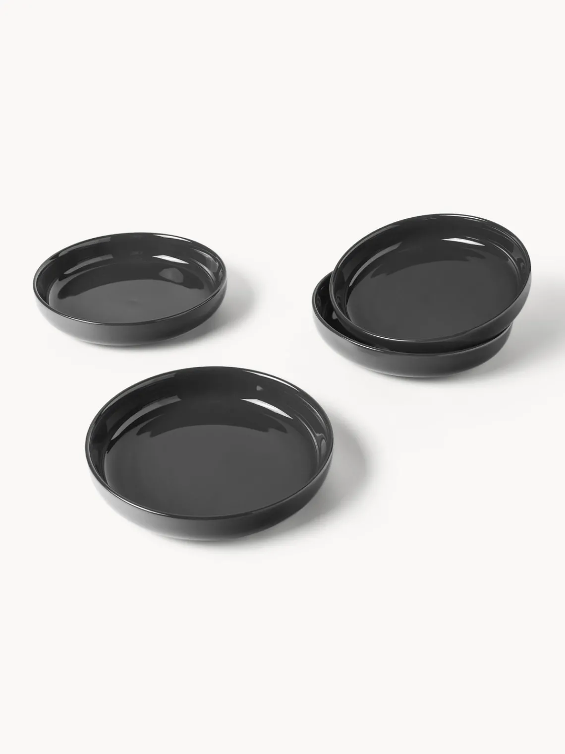 Platos Hondos|Vajillas Completas>Westwing Collection Platos hondos de porcelana Nessa, 4 uds. Gris oscuro brillante
