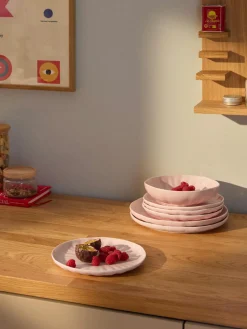 Platos hondos de porcelana con relieves Sali, 4 uds. Platos Hondos|Vajillas Completas