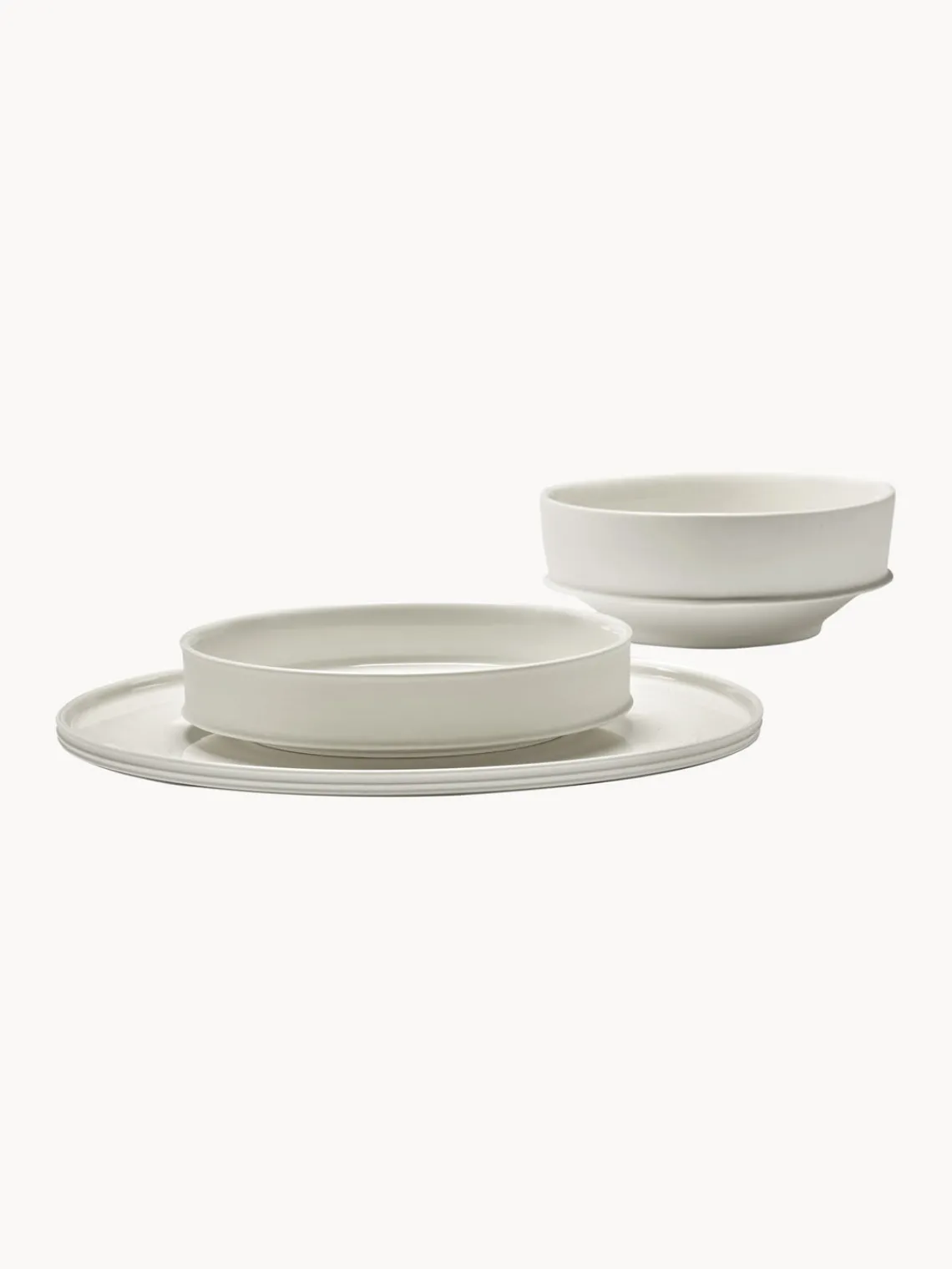 Platos Hondos|Vajillas Completas>SERAX Platos hondos de porcelana con esmalte reactivo Dune, 2 uds. Blanco