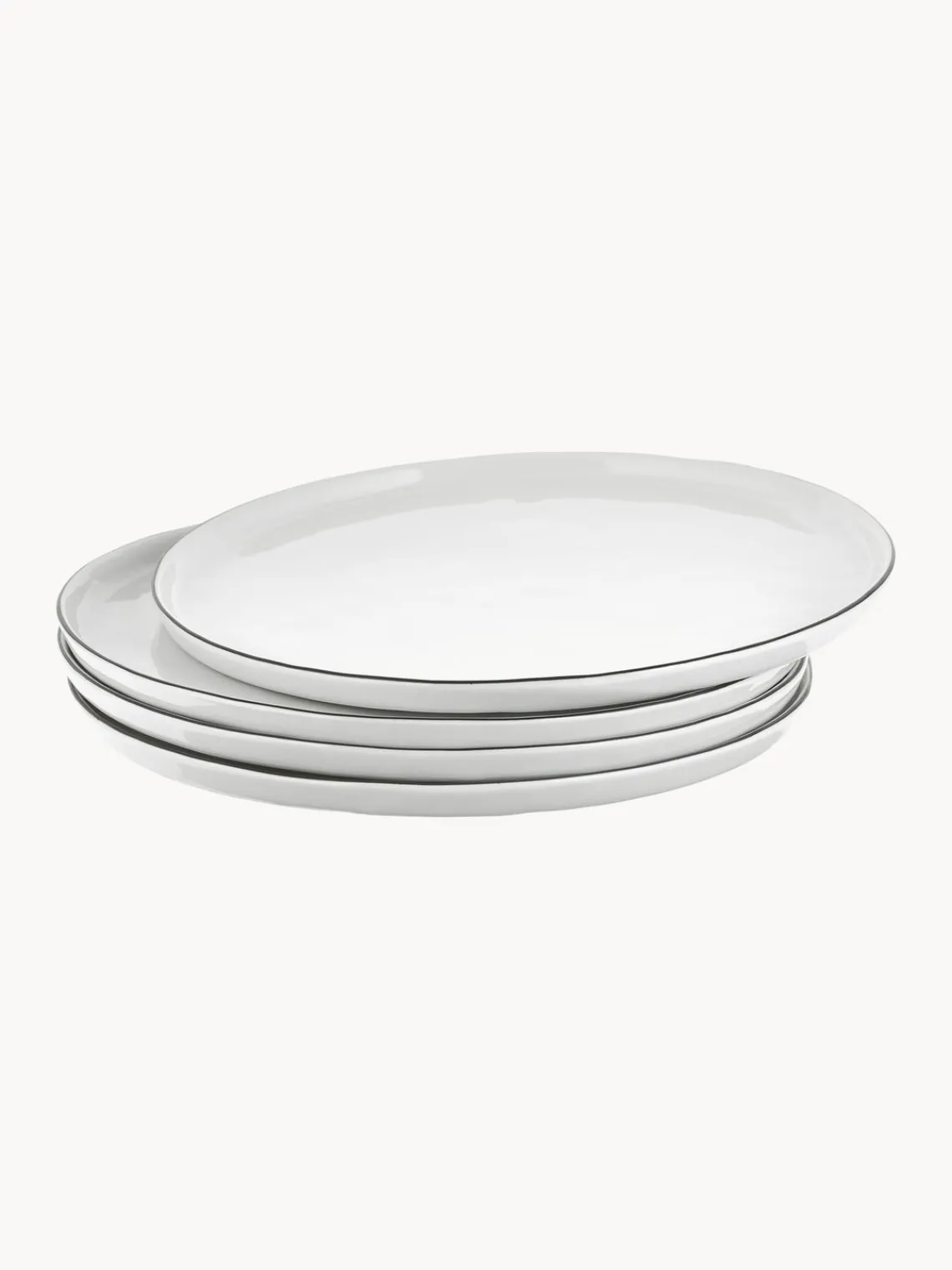 Platos llanos artesanales de porcelana Salt, 4 uds. Vajillas Completas|Menaje De Mesa