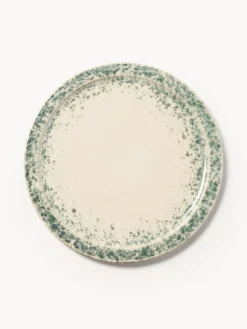 Platos Llanos|Vajillas Completas>Westwing Collection Platos llanos artesanales Bernardo, 4 uds. Beige claro, verde salvia