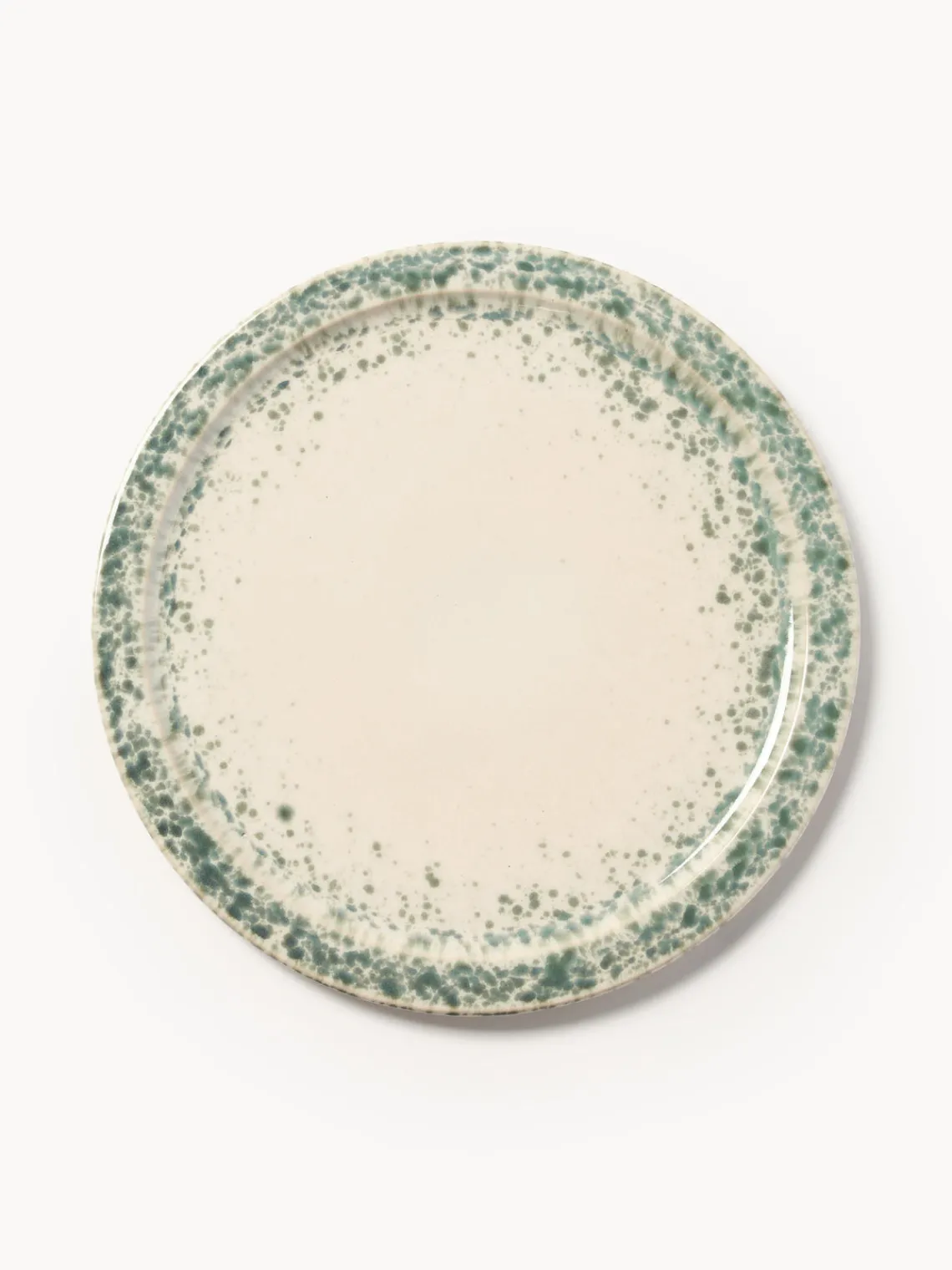 Platos Llanos|Vajillas Completas>Westwing Collection Platos llanos artesanales Bernardo, 4 uds. Beige claro, verde salvia