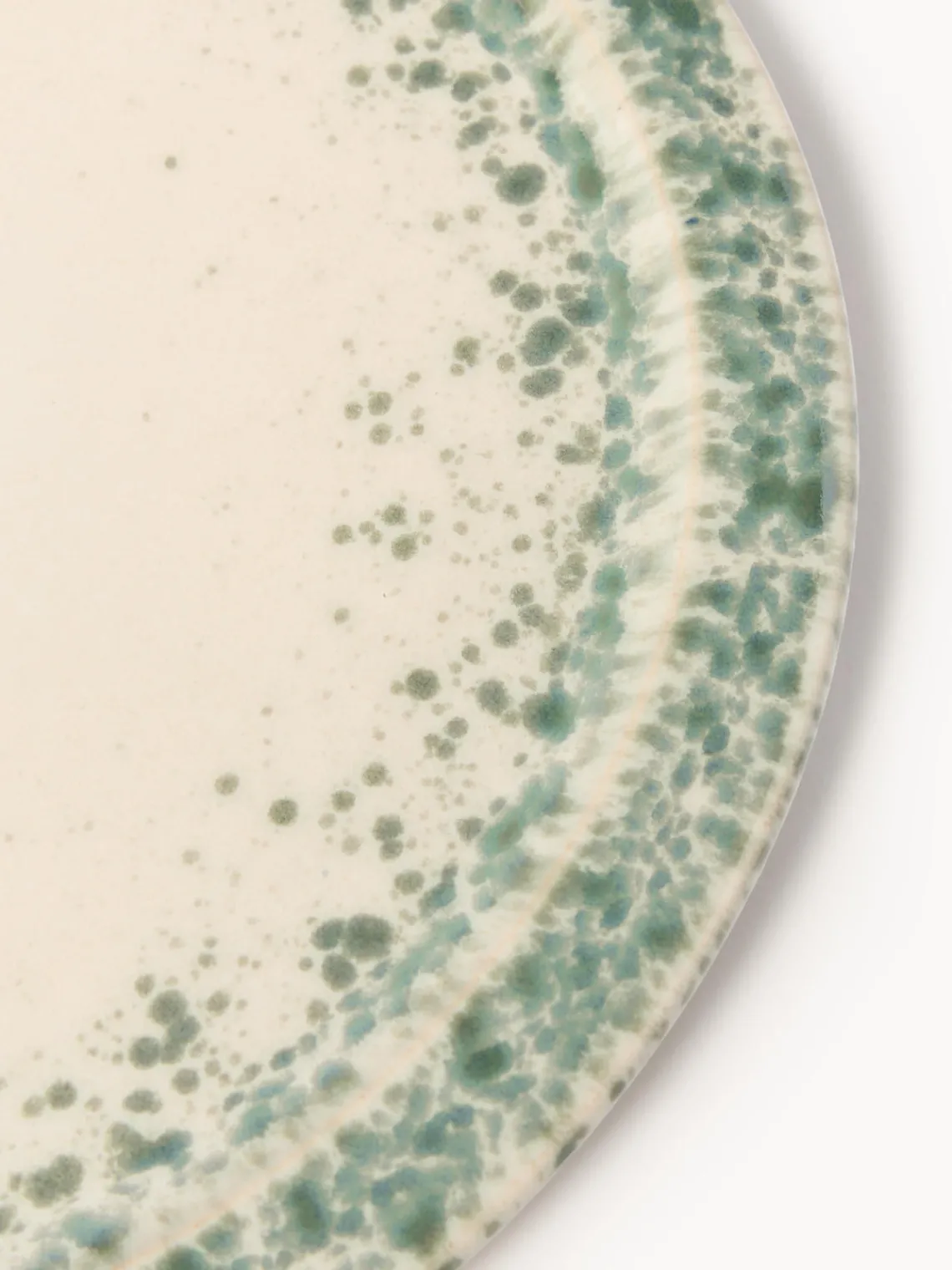 Platos Llanos|Vajillas Completas>Westwing Collection Platos llanos artesanales Bernardo, 4 uds. Beige claro, verde salvia