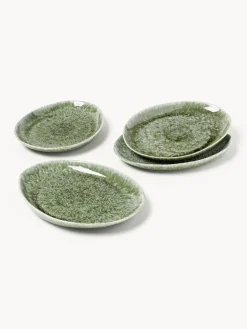 Clearance Platos llanos artesanales de forma orgánica Macey, 4 uds. Platos Llanos|Vajillas Completas