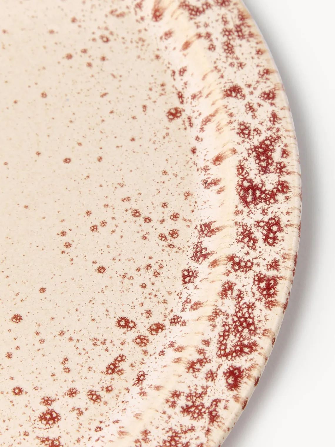 Platos Llanos|Vajillas Completas>Westwing Collection Platos llanos artesanales Bernardo, 4 uds. Beige claro, rojo vino