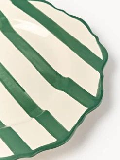 Platos Llanos|Menaje De Mesa></noscript>Westwing Collection Platos llanos artesanales Donald, 4 uds. Blanco Off White, verde