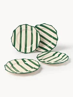 Platos Llanos|Menaje De Mesa></noscript>Westwing Collection Platos llanos artesanales Donald, 4 uds. Blanco Off White, verde