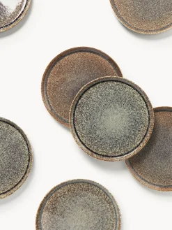 Platos Llanos|Vajillas Completas></noscript>Westwing Collection Platos llanos artesanales con esmalte reactivo Danza, 4 uds. Tonos de marrón, beige, con gradiente de color